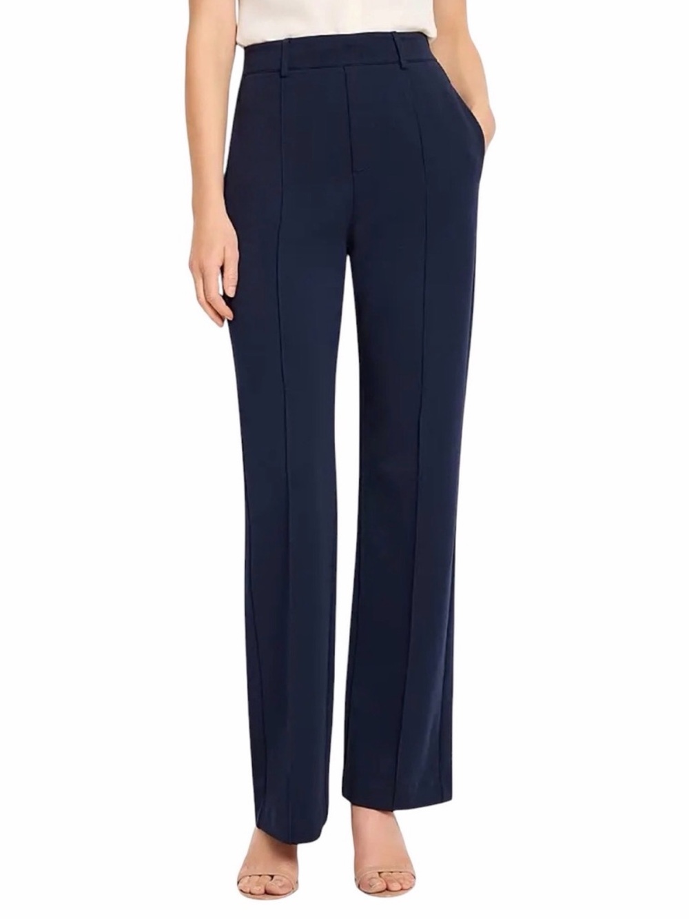 Nic + Zoe Pull On Knit Wide Leg Trouser Pants Stretch Dark Indigo Blue XL NEW
